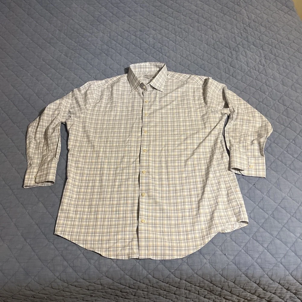 Peter Millar‎ Blue and White Plaid Button Down Shirt
